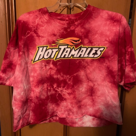 Pink Tye-Dye Hot Tamales Cropped T-Shirt - Picture 1 of 4